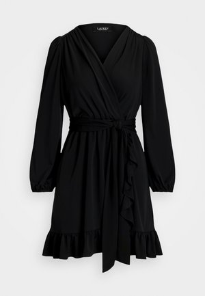 Lauren Ralph Lauren BELTED STRETCH JERSEY DRESS - Jerseykjole - black
