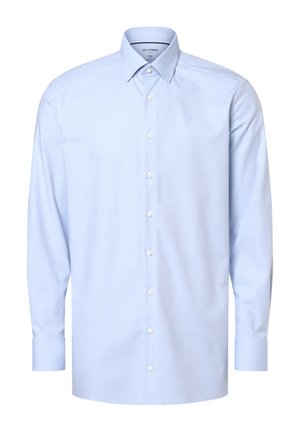 Hellblaues Herrenhemd mit langen Ärmeln, Knopfleiste vorn und klassischem Kragen, Größe 39.