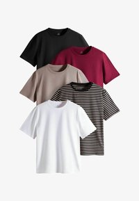 Valitud, black berry red taupe brown white stripe