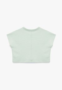 Lys grøn cropped t-shirt lavet af blødt stof. Har en rund halsudskæring og korte ærmer med et enkelt, rent design og minimal syning.