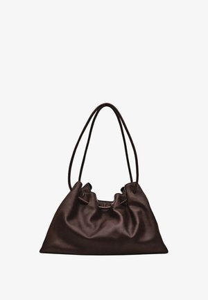 Massimo Dutti, NAPPA LEATHER RUFFLED BAG - Håndtasker - dark brown