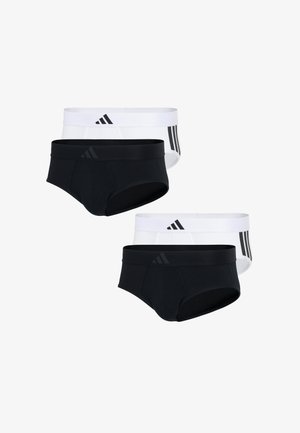 Hvide sportsunderbukser med en blød tekstur. Har en bred elastisk talje med tre sorte striber. Designet til komfort og støtte.