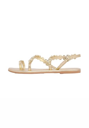 REGULAR FIT-FLAT GEM ASYMETRICAL REAL - Sandalai su T formos dirželiu - gold