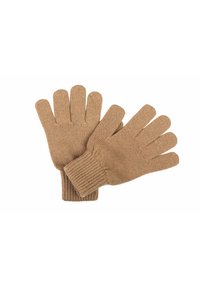 Ruske nevrtnice z zasnovo petih prstov in rebrastimi manšetami, izdelane iz mehke tkanine z teksturiranim zaključkom.