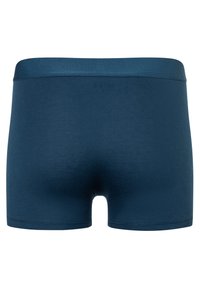 Boxer da uomo in blu scuro, realizzati in un tessuto morbido ed elastico. Presentano un design aderente e una vita morbida ed elastica.