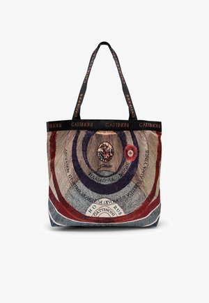 Borsa tote reversibile con un vivace motivo geometrico, realizzata in tessuto intrecciato. Include manici doppi e presenta il marchio "Gattinoni".