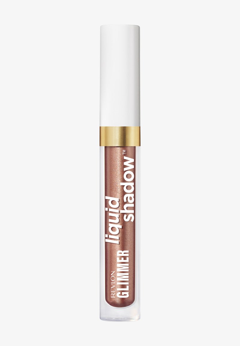 Ombre liquide Revlon Glimmer en nuance or rose métallique avec un bouchon blanc et doré.