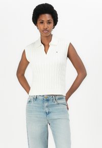 Tommy Hilfiger CABLE OPEN - Polo marškinėliai - ivory silk