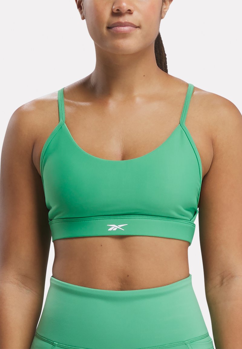 Sport Bra Reebox Reebok LUX STRAPPY - Light support sports bra - sport green/green ...