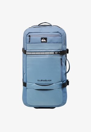 Niebieski plecak Quiksilver z wyściełanym wnętrzem, regulowanymi paskami, przednimi kieszeniami na zamek, detalem z logo oraz wytrzymałym materiałem. Posiada elegancki, prostokątny kształt.