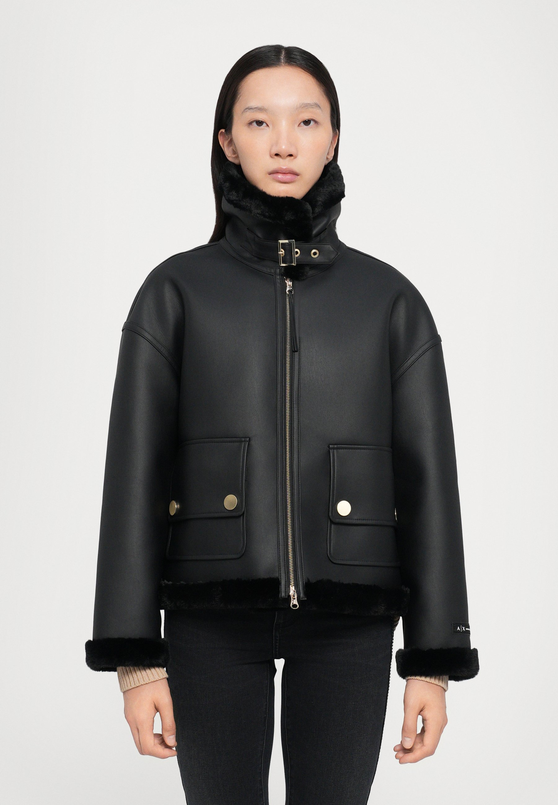 Armani Exchange JACKET - Faux leather jacket - black - Zalando.co.uk