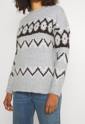 Stickad tröja - mottled light grey