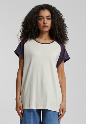 CONTRAST RAGLAN - T-Shirt print - whitesand purplenight