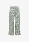WIDE-LEG PANTS MADE OF LINEN BLEND IN LEOPARD PRINT - Pantalon classique - macadamia beige