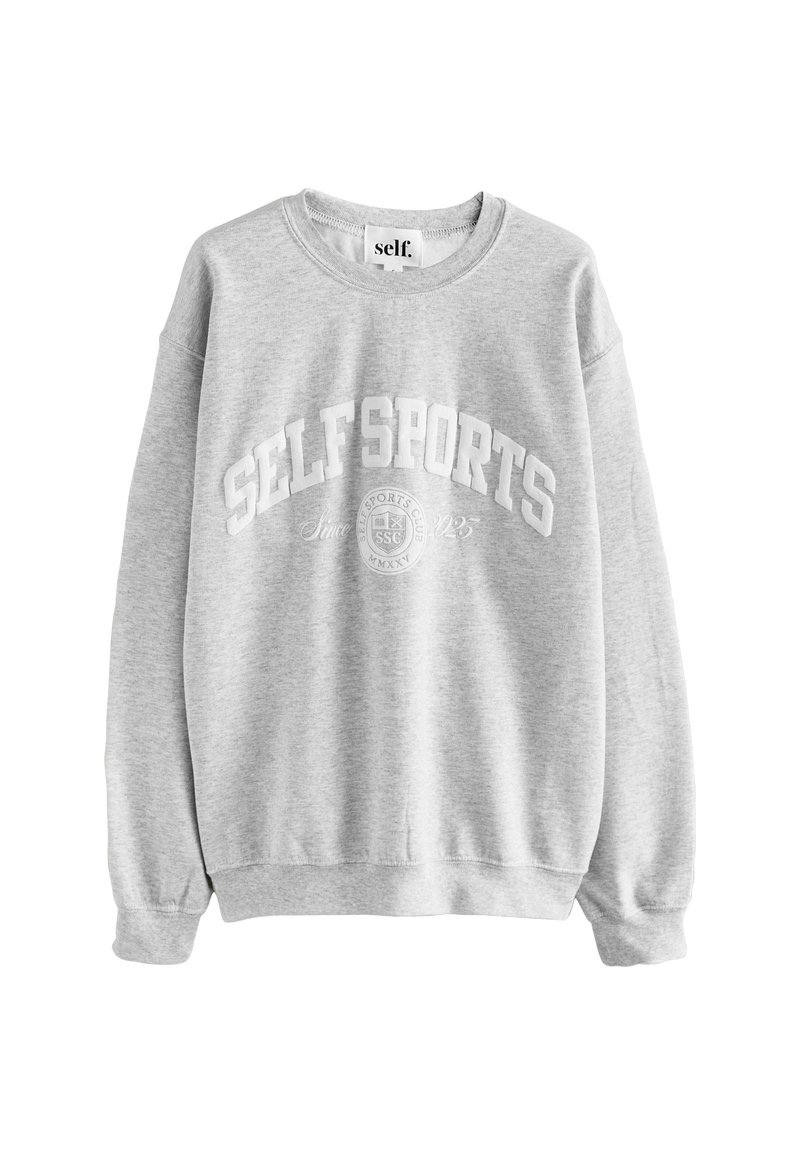 Hallhalli hall, mis on valmistatud puuvillase seguist, esitades valget "SELF SPORTS" teksti ja ümmargust logo ees. Ribidega mansetid ja äär.
