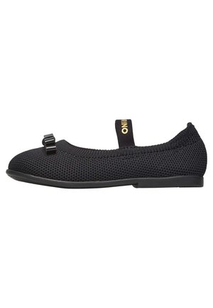 Ballerine nere in rete con punta tonda, dotate di un piccolo fiocco decorativo e di una fascia elastica per una calzata sicura. Tessuto testurizzato e suola in gomma.
