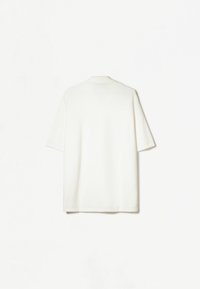 Weißes Kurzarmhemd mit Kragen, aus strukturiertem Stoff gefertigt, mit geradem Schnitt und schlichtem, schmucklosem Design.