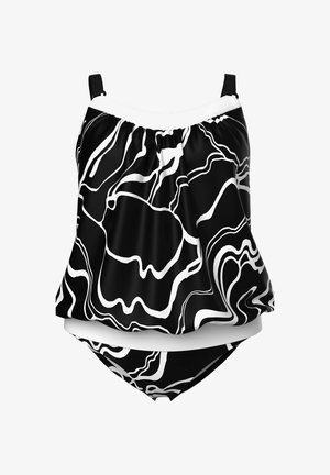 Ulla Popken, TANKINI, LINIENMUSTER, SOFTCUPS, TRÄGER VERSTELLBAR SET - Bikinier - black