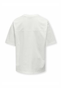 Witte katoenen T-shirt met korte mouwen en een rechte snit. Heeft een horizontale naad over de bovenrug en een simpele ronde hals.
