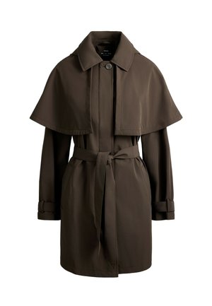 OYSHO, EXTRA LIGHTWEIGHT 10K WATERPROOF LONG CAPE JACKET - Manteau court - brown