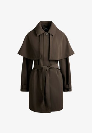 OYSHO, EXTRA LIGHTWEIGHT 10K WATERPROOF LONG CAPE JACKET - Manteau court - brown