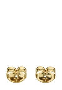 Pendientes de tono dorado con un diseño abierto y en espiral, con una textura suave y brillante y sutiles estrías a lo largo de los bordes.