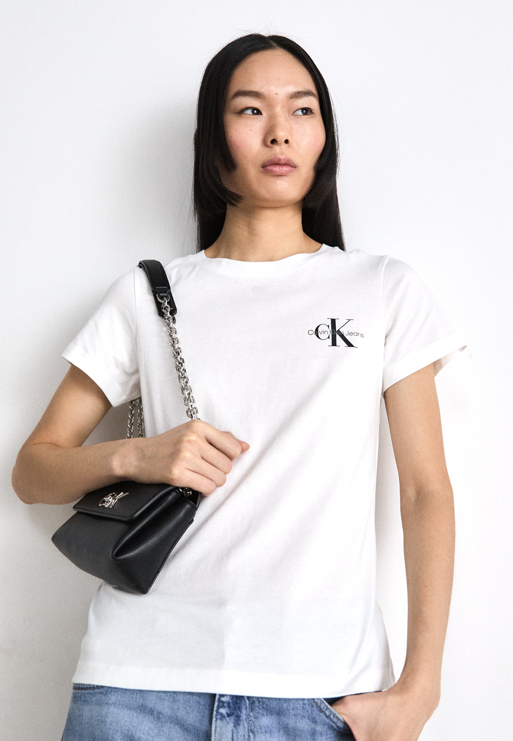 売れ筋商品|||カルバンクライン Tシャツ レディース トップス MONOLOGO SLIM TEE 2 PACK - Basic T-shirt - aragon/bright white Calvin Klein Jeans MONOLOGO SLIM TEE 2 PACK - T-shirt basic