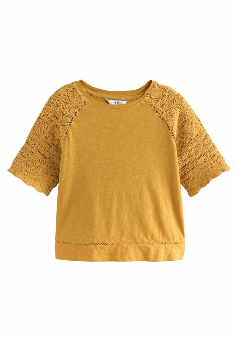 Next - REGULAR FIT SHORT SLEEVE  - Basic T-shirt - ochre yellow, Enlarge