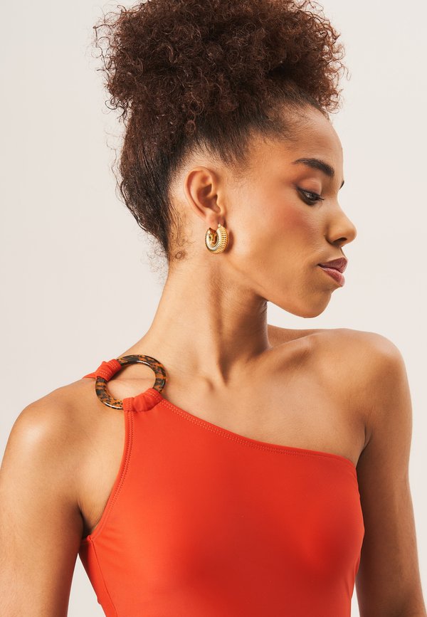 ONE SHOULDER RING DETAIL CUTOUT - Swimsuit - rust2
