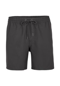 Shorts de bain noirs en tissu léger, dotés d'une taille élastique avec cordon de serrage et de détails de couture simples.