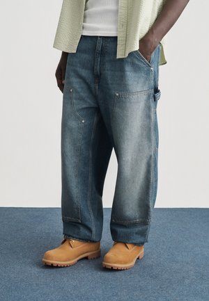 DOUBLE KNEE PANT  - Τζιν χαλαρής εφαρμογής - blue  grind washed