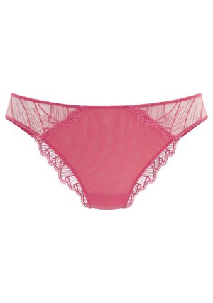 Pink mesh lingerie featuring delicate lace trim along the edges, with a scalloped design and soft texture. Lightweight and semi-transparent.