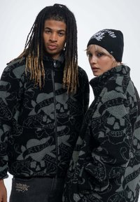 Ed Hardy LOVE KILLS SLOWLY AOP ZIP THRU BORG - Giacca in pile - black