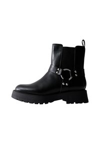 WIDE FIT - Enkellaarsjes met plateauzool - black