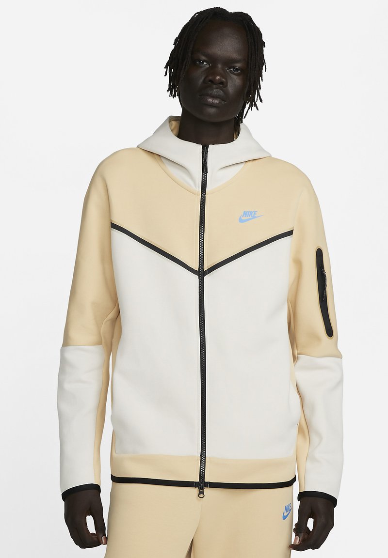 Nike Sportswear M NSW TCH FLC S FZ WR - Felpa con zip - sesame light orewood brown light photo blue