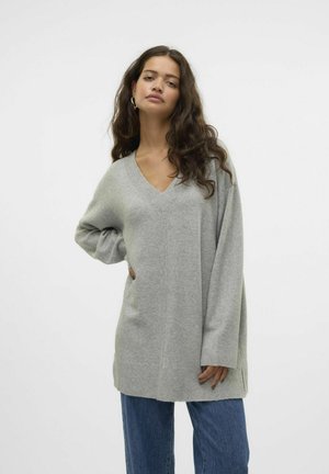 Vero Moda, Knitted VMESTI Knitted - Vesta - light grey melange