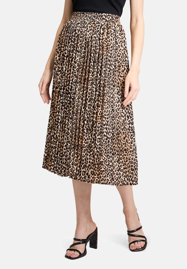 PLISSEE MIT GUMMIZUG - Faltenrock - beige schwarz