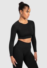 Smilodox CROP LONGSLEEVE MAYSA - Langarmshirt - schwarz