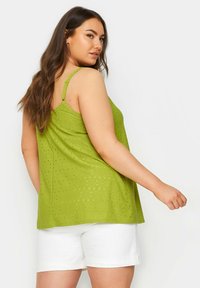 Yours Clothing BRODERIE ANGLAISE BUTTON FRONT - Top - lime