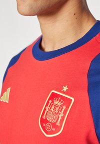 Punase puuvillane jerser, millel on sinised varrukad, ja millel on kuldne brodeeritud vapp, millel on kroon ja täht. Vasakul on kolm vertikaalset triipu logo.