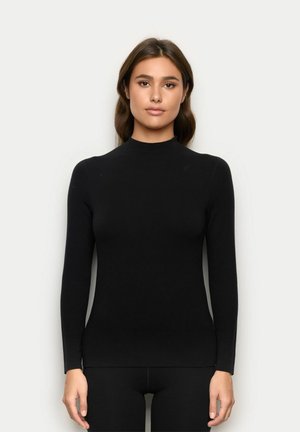 NEXT TO SKIN - Maglietta a manica lunga - black plain