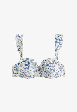 Next, WIRED BANDEAU BIKINI TOP - Haut de bikini - cream blue ditsy floral