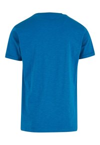 Kurzarm-T-Shirt in leuchtendem Blau, aus einem glatten Baumwollgemisch hergestellt. Verfügt über einen runden Ausschnitt und ein schlichtes, unverziertes Design.