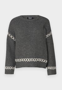 ONLAMANDA LIFE O-NECK DETAIL - Strickpullover - light grey
