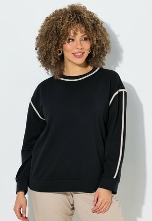 Ulla Popken SWEATSHIRT, ZIERSTREIFEN, CLASSIC, RUNDHALS, LANGARM - Sweatshirt - black