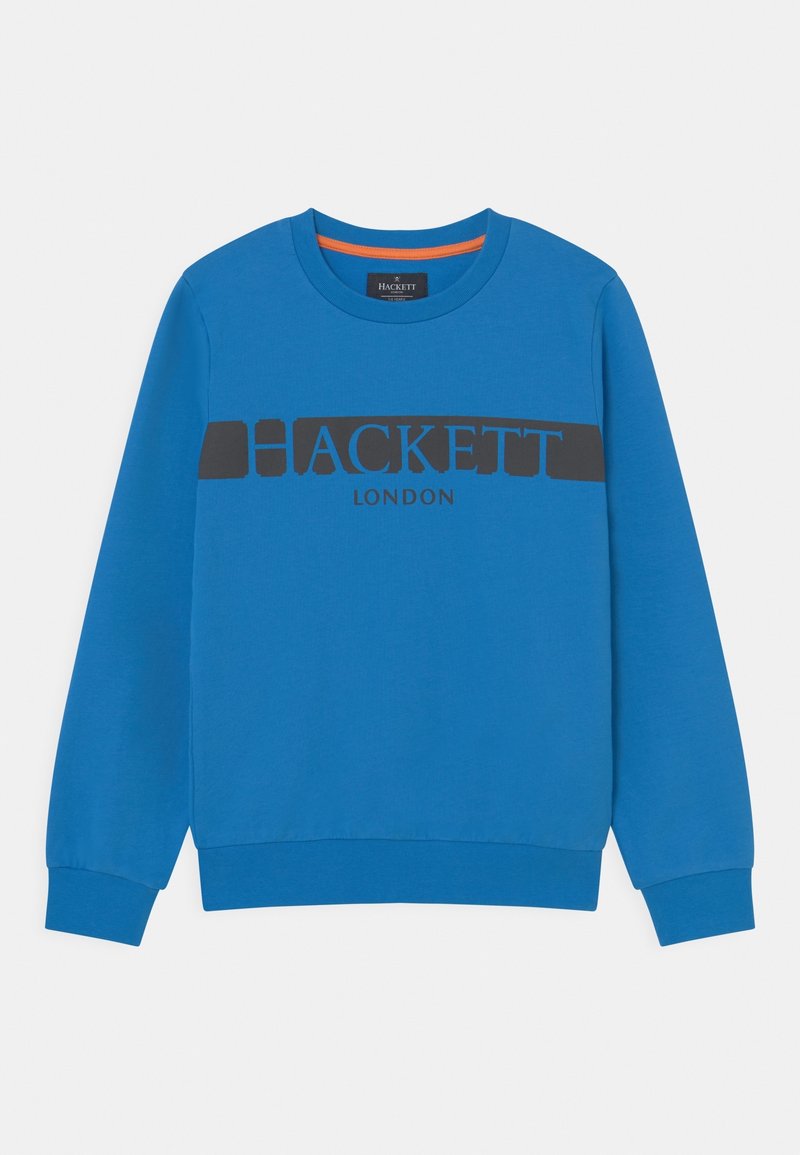 Blauwe sweatshirt van katoen. Heeft een ronde hals en lange mouwen. Centraal zwart gedrukt logo met "LONDEN" eronder.