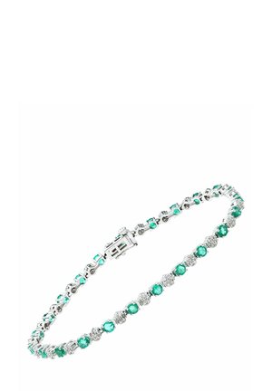 ROUND BRILLIANT EMERALD AND DIAMONDS TENNIS - Käevõru - white gold-coloured