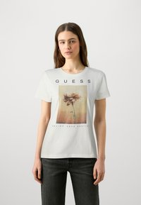 Guess PICTURED STRAS - Triko s potiskem - cream white multi