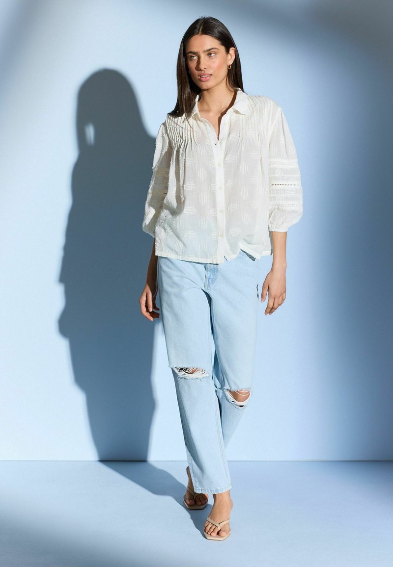 Next TEXTURED LONG SLEEVE TRIM - Nööpidega pluus - off white