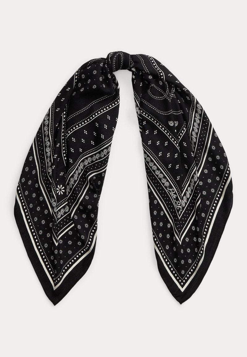 Polo Ralph Lauren GRAPHIC BORDER WOOL SCARF - Šátek - black/cream
